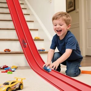Flexible Race Track for Kids 15ft Race Car Track Compatible with Diecast 1/64 Scale Cars, Flexible Car Track Race Ramp Toy with Strong Suction Cups