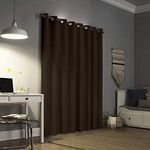 Bright Décor 100% Blackout Curtain Polyester Room Darkening Eyelet with 3 Layers Weaving Technology Thermal Insulated Heavy Polyester Solid Curtain 9 Feet- 4 Piece (Long Door Curtain) Chocolate