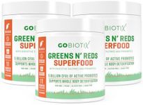 GOBIOTIX Super Greens and Reds Powder - Red and Green Superfood - Probiotic Supplement - Digestive Enzymes and Beet Root Powder - Organic Whole Foods Dietary Supplement (Mango, 3 Pack)