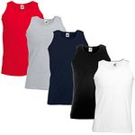 Fruit of The Loom Men's 5 Pack Athletic Vests Tank Top T-Shirts (M, Black, White, Red, Navy, Grey)