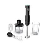 Cordless Variable Speed Hand Blender, POYOCOM Immersion Blender Rechargeable, with Type-C Cable, 500ml Chopper, 600ml Vessel, Egg Whisk, for Smoothies, Baby Food and Soup – Black