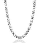 Miabella Solid 925 Sterling Silver Italian 5mm Diamond Cut Cuban Link Curb Chain Necklace for Women Men, Made in Italy (26 Inches)