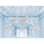 Christmas Snowflake Swirl Hanging Cutout Decorations - Aluminium Foil,Pack of 30