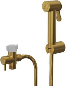 GRANDJOY Bidet Faucet for Toilet, Solid Brass Handheld Sprayer Kit, Cloth Diaper Washer with Hose & Holder, Wall Mount Jet Spray for Personal Hygiene, Pet Bathing & Cleaning, Brushed Gold