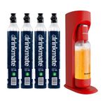 Drinkmate OmniFizz Sparkling Water and Soda Maker, Carbonates Any Drink Not Just Water, Fizzy Drink Maker, Water Carbonator, Sparkling Water Machine, x4 CO2 Cylinders Included, Royal Red