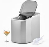 TUKAILAi Ice Maker Machine Stainless Steel, Self-Cleaning Ice Maker, 9 Ice Cubes Ready in Minutes, 1.5L Tank, 12KG in 24Hrs, 2 Sizes of Bullet Ice Machine for Home Kitchen Office Bar Party(Silver)