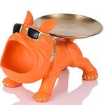 XMGZQ French Bulldog Statue and Figurines,French Bulldog Storage Decoration,Bulldog Bowl with Tray,Key Bowl for Entryway Table,Candy Dish for Office Desk,English Bulldog Tray