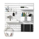 VUSIGN Pegboard Combination Wall Organizer Kit, 4 Pieces Pegboards and 17 Accessories Modular Hanging, Wall Mount Display Peg board Panel Kits for Bedroom, Home, Office, Bathroom, 22" x 22", White