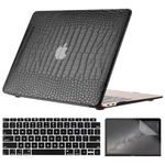 iNOTOGG Compatible with MacBook Pro 13 Inch Case 2022-2016, A2338 M1 M2/A2289/A2251/A2159/A1989/A1706 with Touch Bar & Touch ID, PU Leather Hard Case with Keyboard Cover & Screen Protector, Black