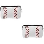 DOITOOL 2pcs Baseball Cosmetic Bag Cosmetic Pouch Makeup Brush Storage Bag Water Proof Neoprene Toiletry Bag Softball Bag with Wheels Wash Bag Make up Oxford Cloth Outdoor Travel Organizer