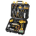 DEKOPRO 126 Piece Power Tool Combo Kits with 8V Cordless Drill, 10MM 3/8'' Keyless Chuck, Professional Household Home Tool Kit Set, DIY Hand Tool Kits for Garden Office House Repair