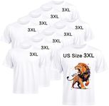 Joyclub 10 Pack Blank T-Shirts for Adults Unisex White Polyester Shirts Sublimation Blanks Crew Neck Short Sleeve for Heat Transfer, Vinyl, Screen Printing, Team Uniforms 3XL