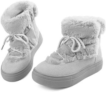Wulubaba Toddler Girl Snow Boots Winter Warm Outdoor Light Gray Boots,Light Gray,12