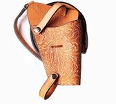 Hulara Western Shoulder Holster Cowboy Buff Leather for Glock 1911 Holster Right Hand Gun Holster Craved Concealed Carry Pistol Holster for Handguns 9mm Gun Shoulder Sling Holster