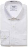 VAN HEUSEN mens Classic Relaxed Fit Shirt Vertical Stripe White - Clear White 43cm Collar x 94cm Sleeve