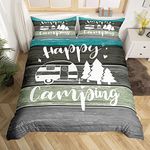 Camper RV Inside Decor Decorations,Camper Must Haves 2023 Print Super King Size Duvet Cover for Teens Adults,Vintage Grey Green Barn House Door Bedroom Decor Soft Comforter Cover with Zipper Closure