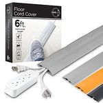 Cordinate 6 ft Cord Cover Floor, Cord Protector, Cord Management, Cord Concealer, Cable Hider and Cable Raceway, Extension Cord Cover, Gray, 47348