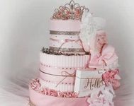 Pink and Gold Baby Blanket Diaper Cake Tiara Tutu Hair Bows Baby Girl Baby Shower Newborn Baby Onesie Gift