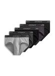 Jockey Men's Underwear Lightweight Cotton Blend Brief - 5 Pack, Black/Charcoal Heather/Trusted Pewter/Quartz Grey/Black, L