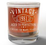 Vintage 1981 Etched 11oz Whiskey Glass - 43rd Birthday Gifts for Men - Cheers to 43 years old - 43rd birthday decorations for him - Best Engraved Bourbon Gift ideas for Men - Dad Grandpa 2.0