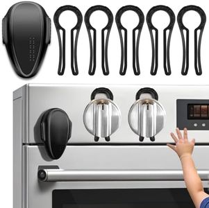 YTDSUP (5 + 1 Pack) Oven Door Lock Child Safety, Gas Stove Knob Locks, Child Proof Oven Knob Locks, Upgrade Heat-Resistant Material, Easy to Install, Upgraded - Kit (Black)