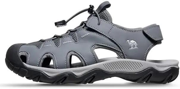 CAMEL CROWN Men's Hiking Sandals Anti-Slipping Athletic Water Shoes with Arch Support Closed Toe Outdoor Summer Camping Sandal for Beach Dark Grey