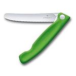 Victorinox, Swiss Classic, Professional Tomato and Table Knife, Extra Sharp Blade, Serrated Edge, 11 cm, Robust Plastic Handle, Stainless Steel, Green