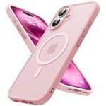 Degeca Strong Magnetic for iPhone 16 Case, Military Grade Drop Protection, Compatible with MagSafe, Shockproof Anti-Fingerprint Translucent Slim Phone Protective Cover for iPhone 16, Light Pink