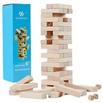 SpeedArmis Mini Tumble Tower - 54PCS Wooden Stacking Game for Kids Teens - Pine Stack Timber Board Game with 4 Dice Set/Scoreboard/Carry Bag - Classic ‌Xmas Gifts for Kids