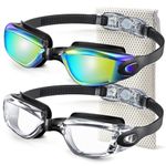 NSSIW Swimming-Goggles Adult Swim-Goggles-Men Women: Anti Fog Pool Goggles with UV400 and No Leak 2 Pack