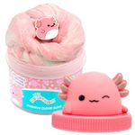 SQMLW Slime Jar Top Archie- Axolotl, Cotton Candy Scent, Pink Color