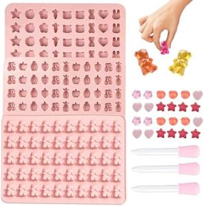 HONGECB Moldes De Silicona Para Caramelos, Moldes De Silicona Para Osos, Moldes De Silicona De Dibujos Animados Con 3 Goteros Para Hacer Mini Bombones, Caramelos y Postres, 3 Pcs