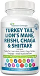 Nutrition Strength 15-in-1 Mushrooms for Dogs Turkey Tail 600mg Lion's Mane 600mg Reishi 600mg Shiitake 500mg Cordyceps 300mg Chaga 300mg Maitake 200mg Meshima Blazei Poria Enoki Portobello 90 Tablets