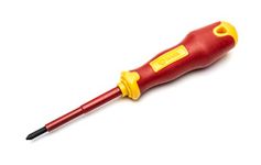 SATA ST61222SC VDE Insulated Electricians Screwdriver with #1 / PH 1 Phillips Head, VDE Handle and S2 Steel Blade, Tested to 10,000 Volts, #1x80mm