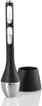 AdHoc Santea Floating Tea Egg with Magnetic Hourglass - Reusable Infuser for Loose Leaf Tea - Sand Hourglass Tea Timer for Brewing - Filter with Long Stem for Easy Removal - Black/Silver, Medium