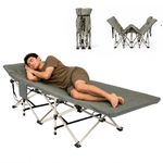 Hukimoyo Folding Bed Single for Sleeping 6 Ft Portable Foldable Outdoor Camping Cot for Adults Heavy Duty Sleeping Bed for Travelling Camping Cots with Side Pocket & Carry Bag (Upto 150KG)