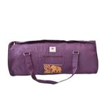 Yoga United Deluxe Unisex's Yoga Kit Bag with Elephant Design, Cotton Bag with Padded Straps and Outside Pocket, Fits Most Size Mats & Props (Aubergine)