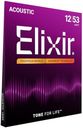 Elixir 16052 Strings Phosphor Bronze Acoustic Guitar Strings w NANOWEB Coating, Light (.012-.053)