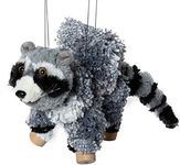 Artisan Owl Raccoon Marionette Puppet - Soft Yarn Body with Wooden Feet, Detachable Strings