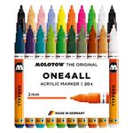 Molotow ONE4ALL Acrylic Paint Marker Set, 2mm, Assorted Colors, 20 Marker Set, 1 Set Each (200.163)