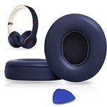 SoloWIT Earpads Cushions Replacement for Beats Solo 2 & Solo 3 Wireless On-Ear Headphones, Ear Pads with Soft Protein Leather, Added Thickness - (Navy Blue)