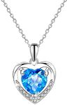 Suyi Heart Necklace 925 Sterling Silver Necklaces for Women Cubic Zirconia Pendant Necklace for Women Girls Blue 1