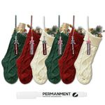 janbrm 6PCS Christmas Stockings, 18inch Large Personalized Cable Knitted Xmas Hanging Stocking Decorations with Name Tags for Holiday Christmas Party Family Decor (6 Pack-Set C)