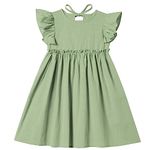 Csbks Toddler Baby Girls' Cotton-Linen Sundress with Ruffle Halter Sleeveless and Swing Dress Sage Green 130