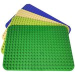 Large Building Block Base Plates Compatible with All Major Brands (4 Pack (Green, Blue, Light Green, Sand))