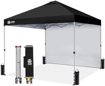 CROWN SHADES 12x12 Pop Up Canopy Tent Instant Commercial with 150D Silver Coated Fabric Including 1 Removable Sidewall, 4 Ropes, 8 Stakes, Weight Bags, STO 'N Go Bag, Black
