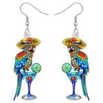 DUOWEI Cute Acrylic Parrot Earrings Macaws Dangle Jewelry for Women Girls Jimmy Buffett Vacation Gifts (Hawaii G)