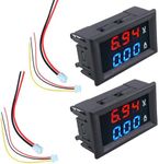 2PCs Voltage Current Tester,Compatible for 0.28" Digital Voltmeter Ammeter DC 100V 10A Dual LED Meter - 3-Bit Blue/Red Display with Connection Wires.