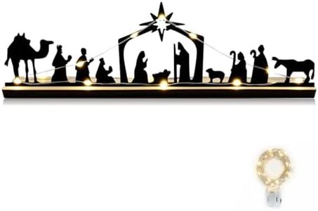 Qtaikong Christmas Table Decorations Wooden, Nativity Scene Silhouette Centerpiece - Christian Jesus Christmas Decor for Indoor Tabletop, Holiday Home Decor - A