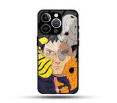 B Mart Naruto Obito Uchiha Man Behind The Masks Toby Printed Design Anime iPhone Back Case | Strong Tempered Glass Back Cover | Camera & Edge Protection | Wireless Charging (14 Pro Max)